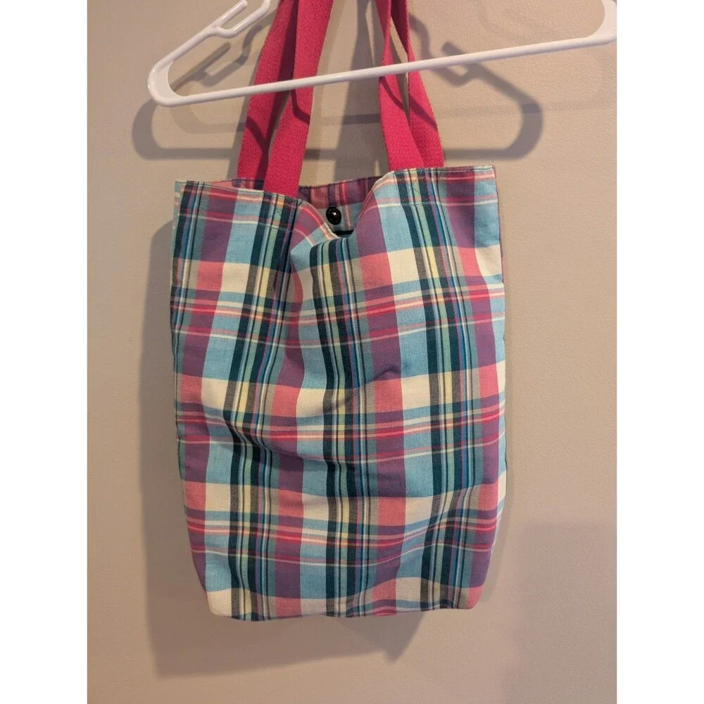 2008 PATCH Disney parks resort Tote Bag TinkerBell Plaid Pink Varsity Chenille